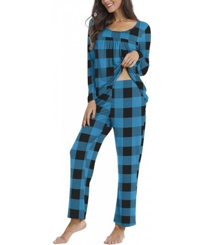 Women's Fall Pajama Sets, 2 Piece Lounge Sleepwear Ladies Pjs Sets with Pockets 09 Blue Check $16.32 Sleep & Lounge