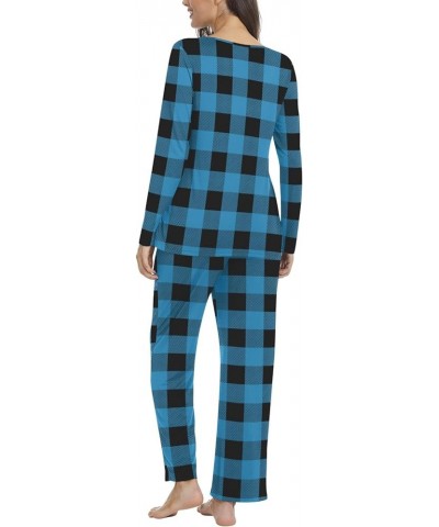 Women's Fall Pajama Sets, 2 Piece Lounge Sleepwear Ladies Pjs Sets with Pockets 09 Blue Check $16.32 Sleep & Lounge