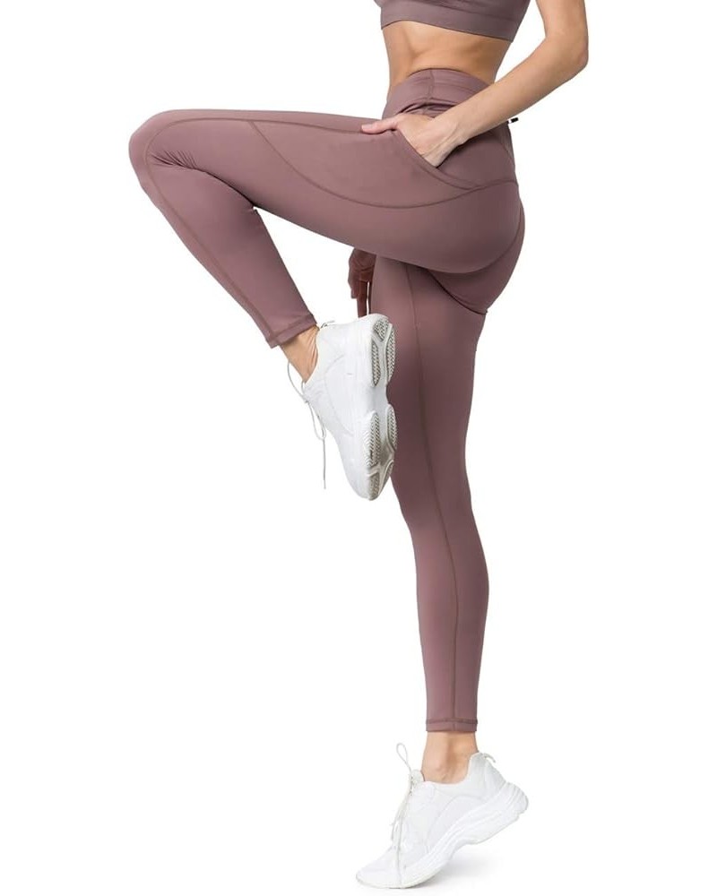 Women's Jogging Pants High Waist Lattice Ankle Cutout Workout Leggings with Pockets Long Smoky Mauve $10.49 Activewear