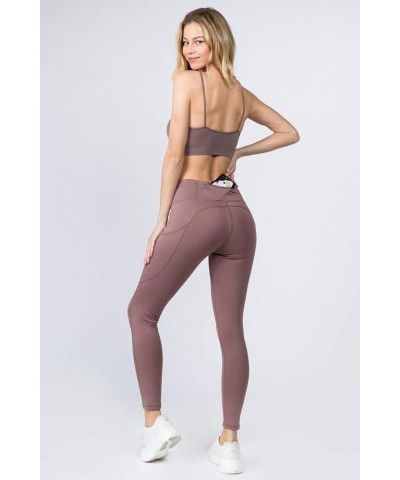 Women's Jogging Pants High Waist Lattice Ankle Cutout Workout Leggings with Pockets Long Smoky Mauve $10.49 Activewear