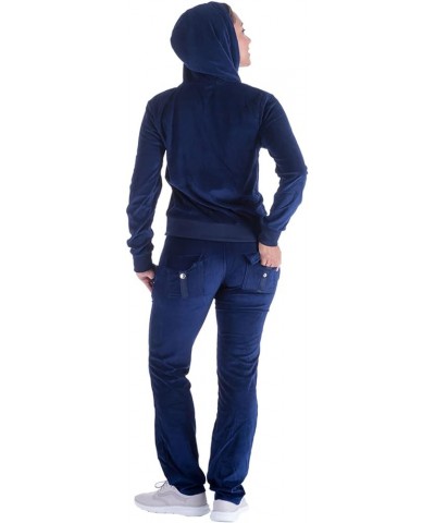 Womens 2 Piece Outfits Velour Tracksuits Long Sleeve Sports Sweatsuits Jogging Velvet Lounge Set Navy $20.24 Activewear