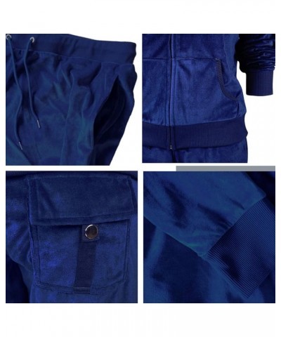 Womens 2 Piece Outfits Velour Tracksuits Long Sleeve Sports Sweatsuits Jogging Velvet Lounge Set Navy $20.24 Activewear