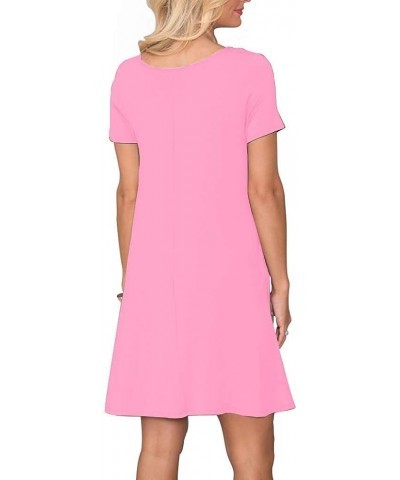 Women's Summer Casual T Shirt Dresses Short Sleeve Swing Dress with Pockets 1 Pink $16.05 Dresses