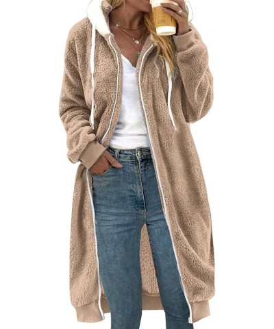 Womens Oversized Plush Sweatshirt Fleece Jacket Fuzzy Sweater Sherpa Hoodies Shaggy Warm Winter Outerwear 05 Khaki $16.55 Jac...