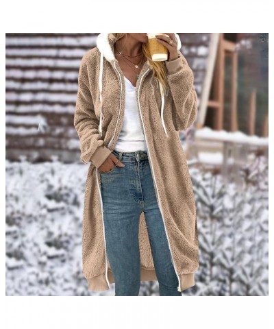 Womens Oversized Plush Sweatshirt Fleece Jacket Fuzzy Sweater Sherpa Hoodies Shaggy Warm Winter Outerwear 05 Khaki $16.55 Jac...