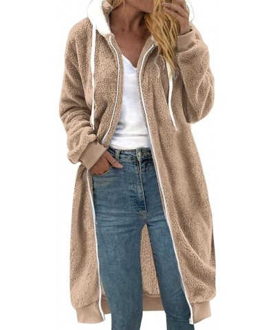 Womens Oversized Plush Sweatshirt Fleece Jacket Fuzzy Sweater Sherpa Hoodies Shaggy Warm Winter Outerwear 05 Khaki $16.55 Jac...