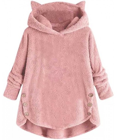 Funny Saying Women's Fuzzy Fleece Hoodies Sweatshirts Casual Long Sleeves Shaggy Sherpa High Low Pullovers 2024 Cute 09-pink ...