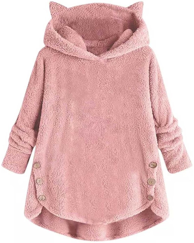 Funny Saying Women's Fuzzy Fleece Hoodies Sweatshirts Casual Long Sleeves Shaggy Sherpa High Low Pullovers 2024 Cute 09-pink ...