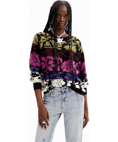 Women's Floral Jacquard Pullover Black $37.61 Sweaters