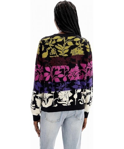 Women's Floral Jacquard Pullover Black $37.61 Sweaters