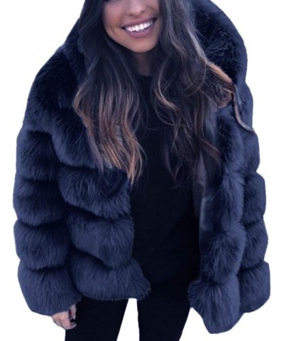 Red Winter Coat Women Long Thick Jacket Hooded Warm Jacket Women Faux Faux Mink Winter Women's Faux Fur Jackets Navy $30.68 C...