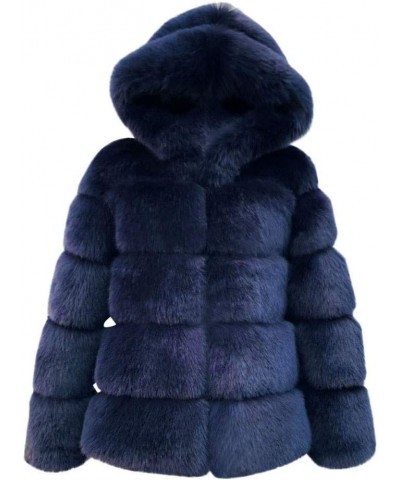 Red Winter Coat Women Long Thick Jacket Hooded Warm Jacket Women Faux Faux Mink Winter Women's Faux Fur Jackets Navy $30.68 C...