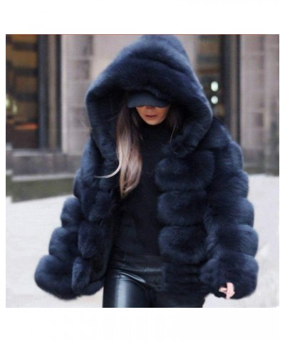 Red Winter Coat Women Long Thick Jacket Hooded Warm Jacket Women Faux Faux Mink Winter Women's Faux Fur Jackets Navy $30.68 C...