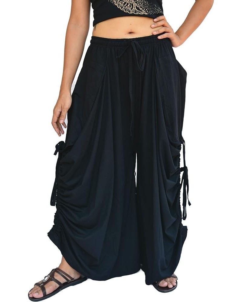 Women's Harem Pants Palazzo Dhoti Pants Lounge Trousers, Convertible to a Skirt 2 Pockets Cotton Black $25.96 Activewear