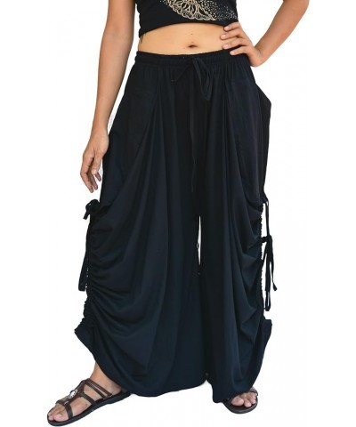 Women's Harem Pants Palazzo Dhoti Pants Lounge Trousers, Convertible to a Skirt 2 Pockets Cotton Black $25.96 Activewear