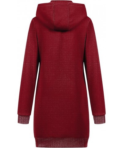 Women's Plus Size Casual Zip Up Hoodie Long Tunic Sweatshirts Fleece Jackets Wine Red $28.59 Hoodies & Sweatshirts