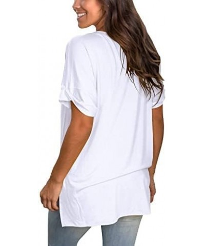 Women's Short Sleeve V-Neck Shirts Modal Loose Casual Tee T-Shirt Tops Pure White $10.99 T-Shirts