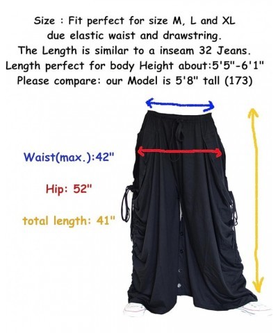 Women's Harem Pants Palazzo Dhoti Pants Lounge Trousers, Convertible to a Skirt 2 Pockets Cotton Black $25.96 Activewear