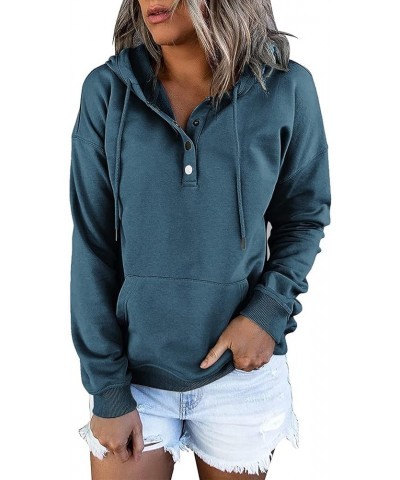 Hoodies for Women Button Up Casual Long Sleeve Hooded Sweatshirts 2023 Trendy Loose Fit Drawstring Pullover Tops with Pocket ...