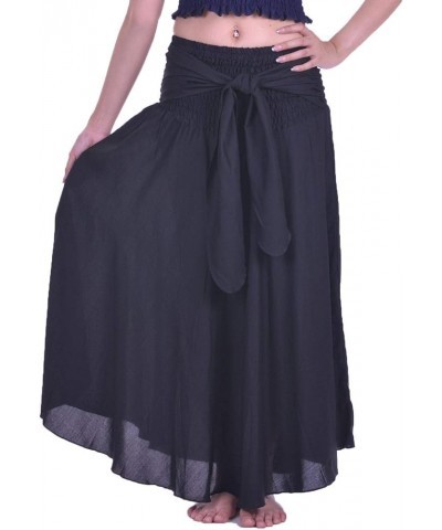 Long Maxi Skirts for Women Gypsy Hippie Clothes Bohemian Boho Dress Plus Solid Black $11.48 Skirts