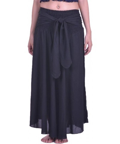 Long Maxi Skirts for Women Gypsy Hippie Clothes Bohemian Boho Dress Plus Solid Black $11.48 Skirts