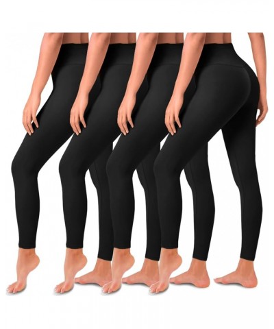 4 Pack Leggings for Women Butt Lift High Waisted Tummy Control Slimming Black No See-Thru Yoga Pants Workout Running 01-4 Pac...