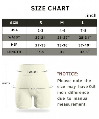 Women's Yoga Shorts Ribbed Seamless Workout High Waist Athletic Gym Shorts Women B_beige $8.39 Activewear