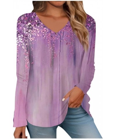 Womens Tops Dressy Casual Long Sleeve Shirts for Women Fashion Tunic Tops Lightweight Sweatshirts Vintage Tees F-purple $4.75...