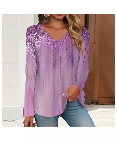 Womens Tops Dressy Casual Long Sleeve Shirts for Women Fashion Tunic Tops Lightweight Sweatshirts Vintage Tees F-purple $4.75...