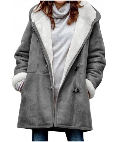 Winter Coats for Women 2023 Trendy Plus Size Warm Sherpa Fleece Lined Jackets Hooded Parka Faux Suede Pea Outerwear A01-gray ...