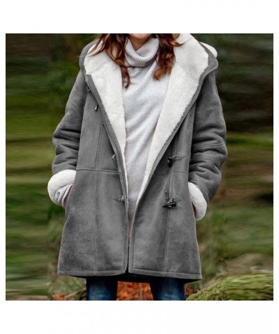 Winter Coats for Women 2023 Trendy Plus Size Warm Sherpa Fleece Lined Jackets Hooded Parka Faux Suede Pea Outerwear A01-gray ...