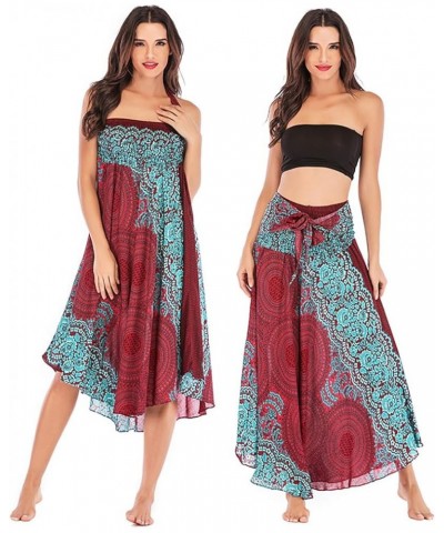 Women's Long Hippie Bohemian Skirt Gypsy Dress Bohemian 2 in 1 Printed Beach Dress Skirt Cover Up Female Bikini Wrap Z0053 Re...