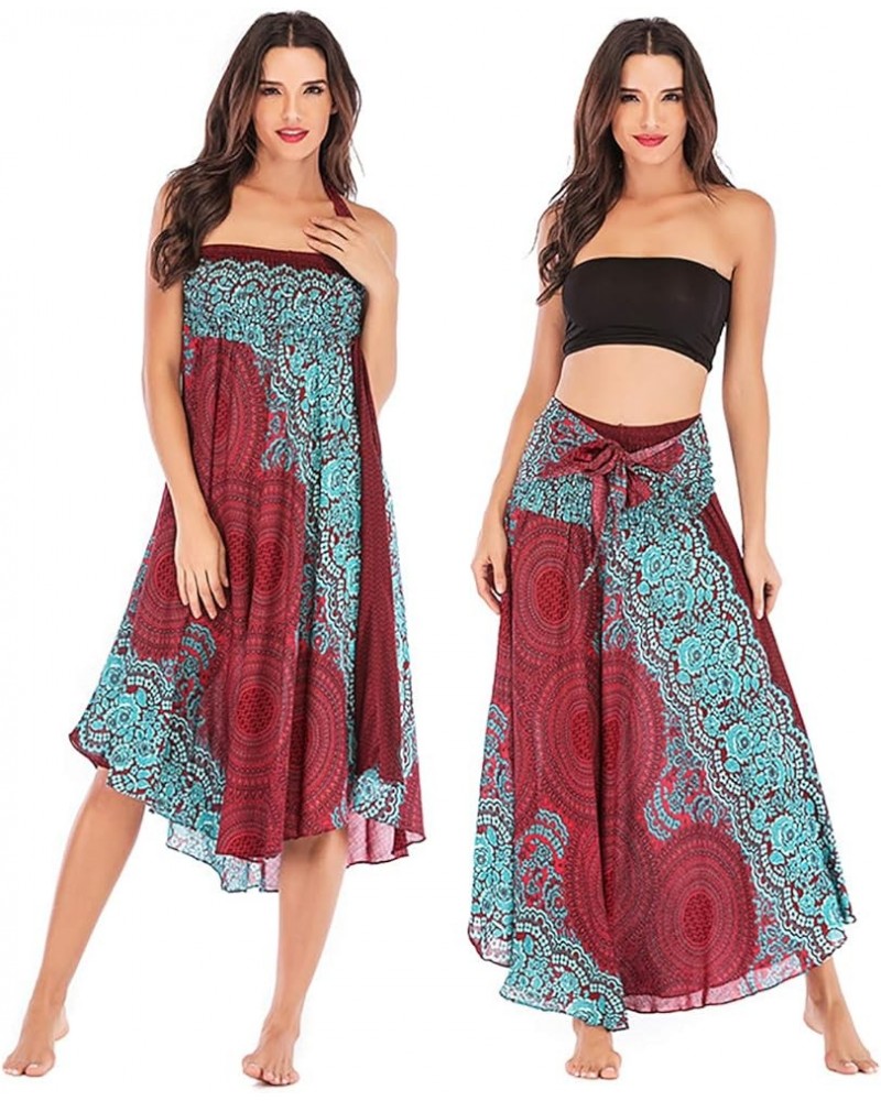 Women's Long Hippie Bohemian Skirt Gypsy Dress Bohemian 2 in 1 Printed Beach Dress Skirt Cover Up Female Bikini Wrap Z0053 Re...