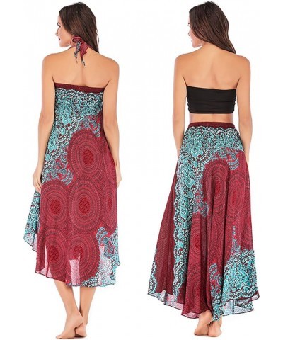 Women's Long Hippie Bohemian Skirt Gypsy Dress Bohemian 2 in 1 Printed Beach Dress Skirt Cover Up Female Bikini Wrap Z0053 Re...