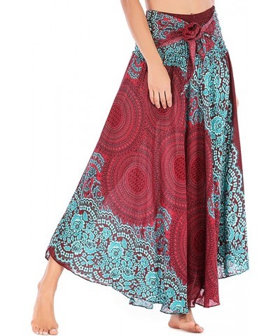 Women's Long Hippie Bohemian Skirt Gypsy Dress Bohemian 2 in 1 Printed Beach Dress Skirt Cover Up Female Bikini Wrap Z0053 Re...