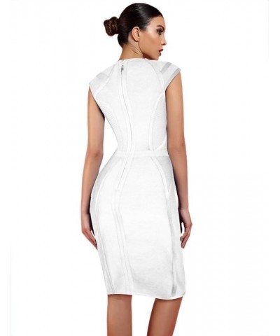 Women's Bandage Dress V-Neck Celebrity Bodycon Evening Party Dress White $32.47 Dresses