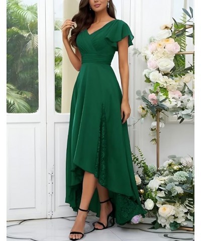 Tea Length Mother of The Bride Dresses for Wedding Ruffle Sleeves Long Chiffon Lace Appliques Evening Gown Peacock Green $22....