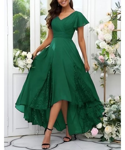 Tea Length Mother of The Bride Dresses for Wedding Ruffle Sleeves Long Chiffon Lace Appliques Evening Gown Peacock Green $22....