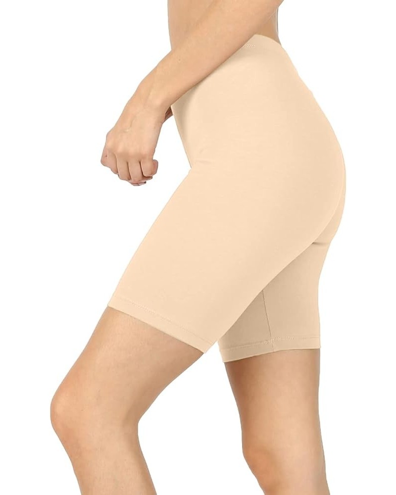 Womens Bike Short Cotton Legging Active Wear Pants (S-3XL) Mid Thigh - Taupe $8.78 Leggings