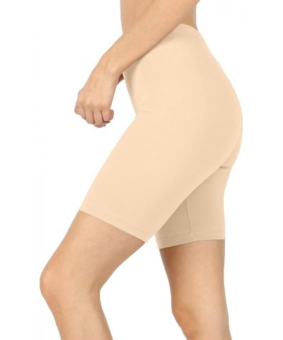 Womens Bike Short Cotton Legging Active Wear Pants (S-3XL) Mid Thigh - Taupe $8.78 Leggings