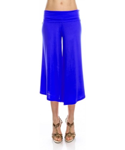 Women's Comfy Chic Palazzo and Capri Culottes Solid Basic Pants(S-5X) 02 Royal $10.12 Pants