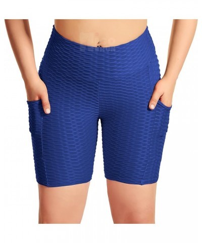 Women TIK TOK Leggings Shorts Butt Lift Scrunch Textured Leggings Workout Shorts 4 Blue $10.00 Activewear