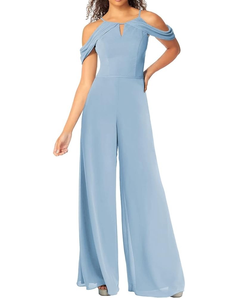 Jumpsuit Bridesmaid Pantsuit Chiffon Wedding Guest Dresses for Women Evening Gowns Bridesmaid Dress Long Pants Suits Light Bl...