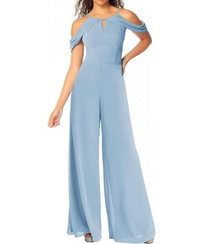 Jumpsuit Bridesmaid Pantsuit Chiffon Wedding Guest Dresses for Women Evening Gowns Bridesmaid Dress Long Pants Suits Light Bl...