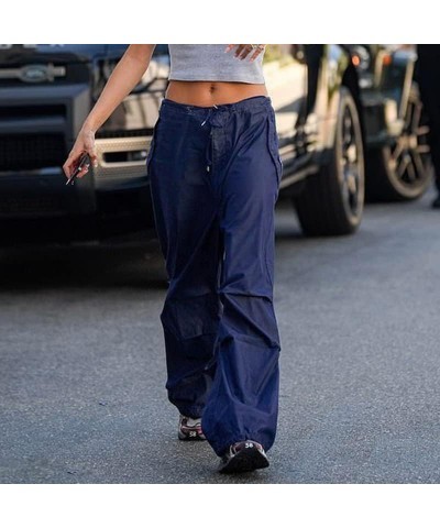 Drawstring Cargo Baggy Pants for Women Low Waist Wide Leg Jeans Loose Casual Trousers 2000S Streetwear C-navy Blue 2 $11.39 J...