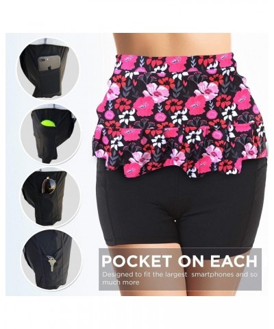 Womens Tennis Golf Skirt Pickleball Athletic Exercise Printed Skorts Short Pocket Pleated Pink Black Flowers $20.10 Skorts