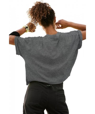 Women's Summer Short Sleeve Crop Tops Casual Basic Cotton Athletic Yoga Running T-Shirts Deepgray $11.39 Activewear