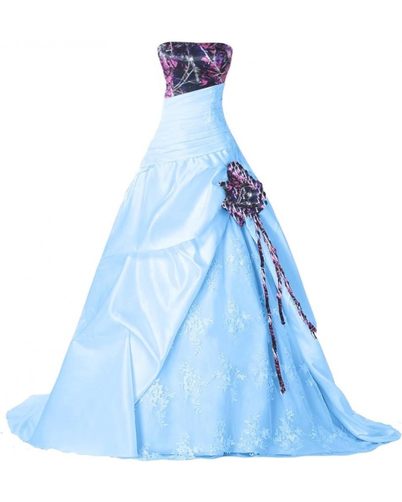 Lace and Camo Wedding Dresses Ball Reception Quinceanera Gowns Light Sky Blue $46.40 Dresses