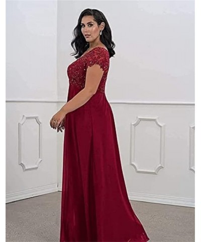 Mother of The Bride Dresses Plus Size Lace V-Neck Wedding Guest Dresses Ruffles Short Sleeve Mother of The Groom Dresses Oran...