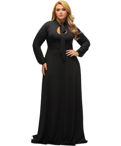 Women's Vintage Long Sleeve Plus Size Evening Party Maxi Dress Gown Black $29.57 Dresses